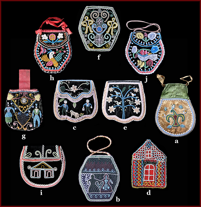 Pictographic or figurative beaded bags.